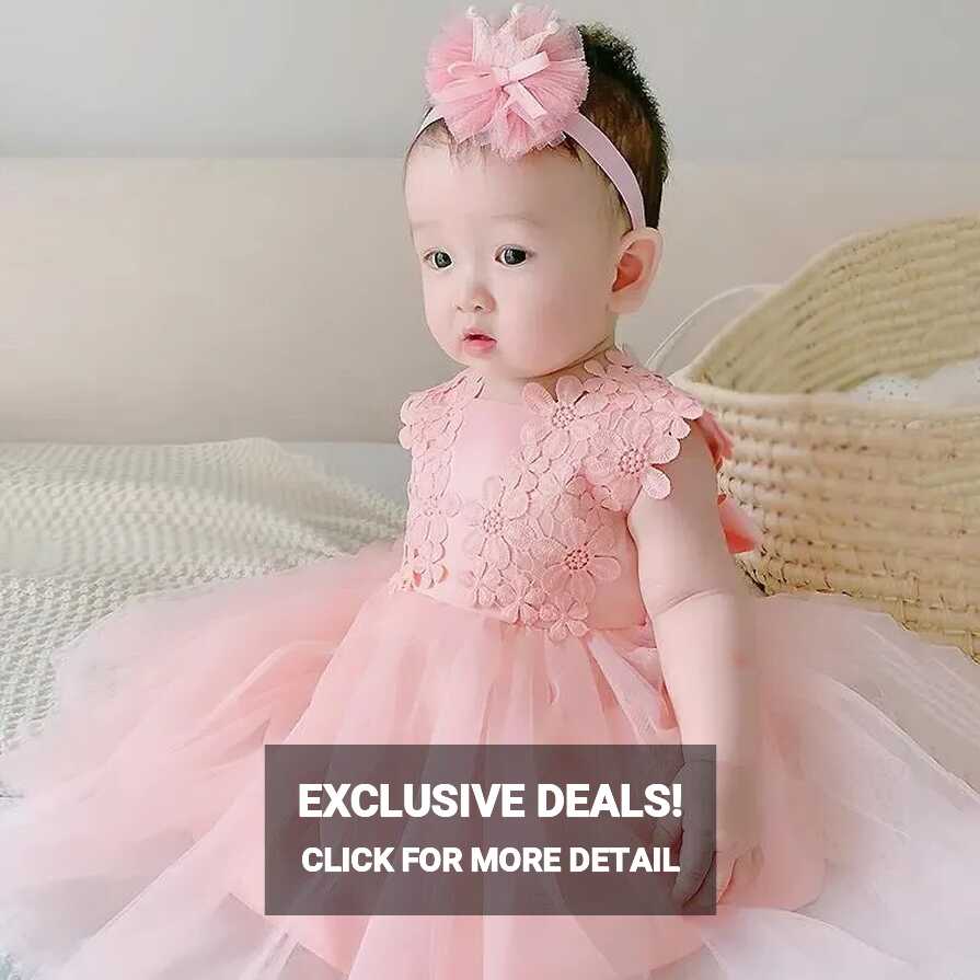 ♤☽ Baby Girl Dress Flower One-Year-Old Skirt Birthday Full Moon ...