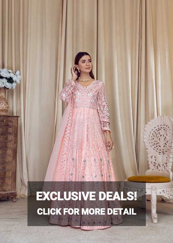 ? Graceful Pakistani Bridal Wear - Luxurious Peach Maxi Dress ...