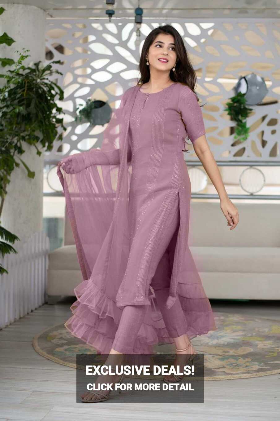 ₹1,649.00 Glorious Light Purple Color Heavy Rayon Sequence Work ...