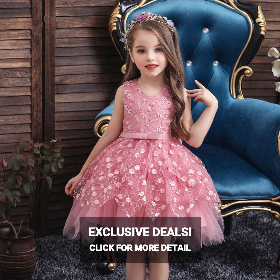 0-5 Yrs Toddler Girls Dress Knee-length Bowknot Lace Tutu Tulle ...