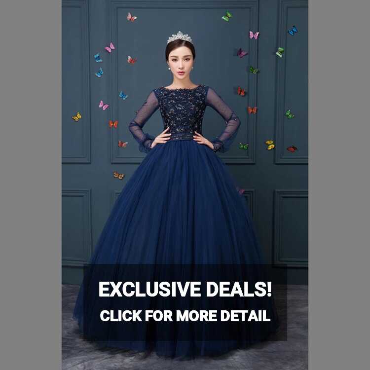 100% navy blue beading long Medieval dress Renaissance Gown ...