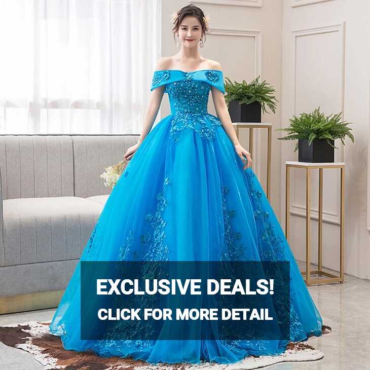 100%real Lake Blue Baroque Cosplay Ball Gown Royal Princess ...