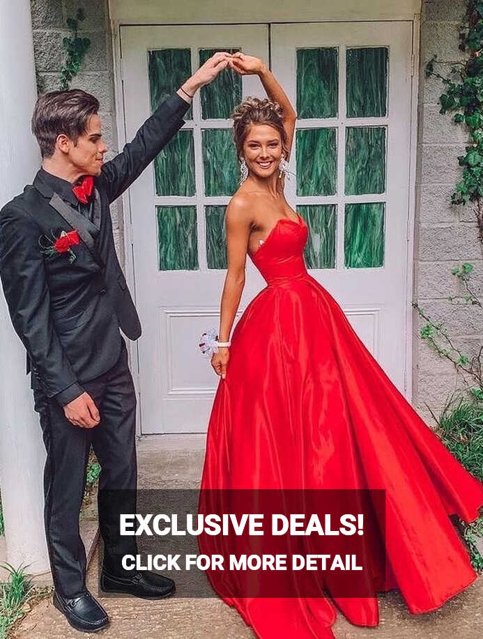 12 Red Prom Dresses For The Wow Look : Strapless Simple Red Prom ...