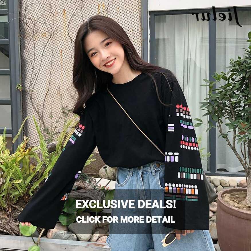 14.39US $ |Jielur Korean Loose Vintage Sleeve T-shirts For Women ...