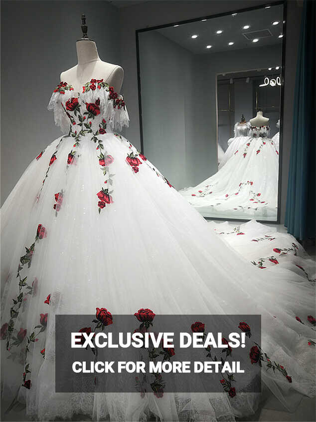 14955#IENA Romantic Star Same Style Lace Gowns Red Rose Princess ...