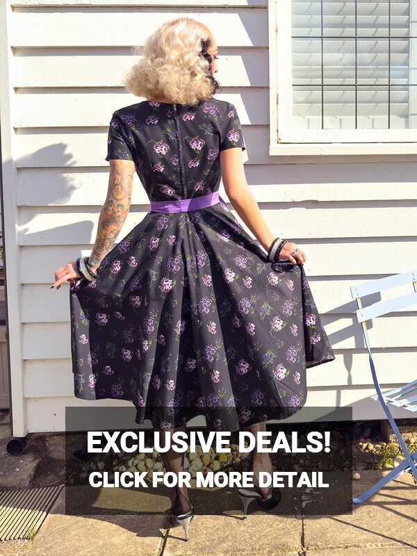 1950s Purple Floral Dress - Emma: Vintage Style, Exclusive Print ...