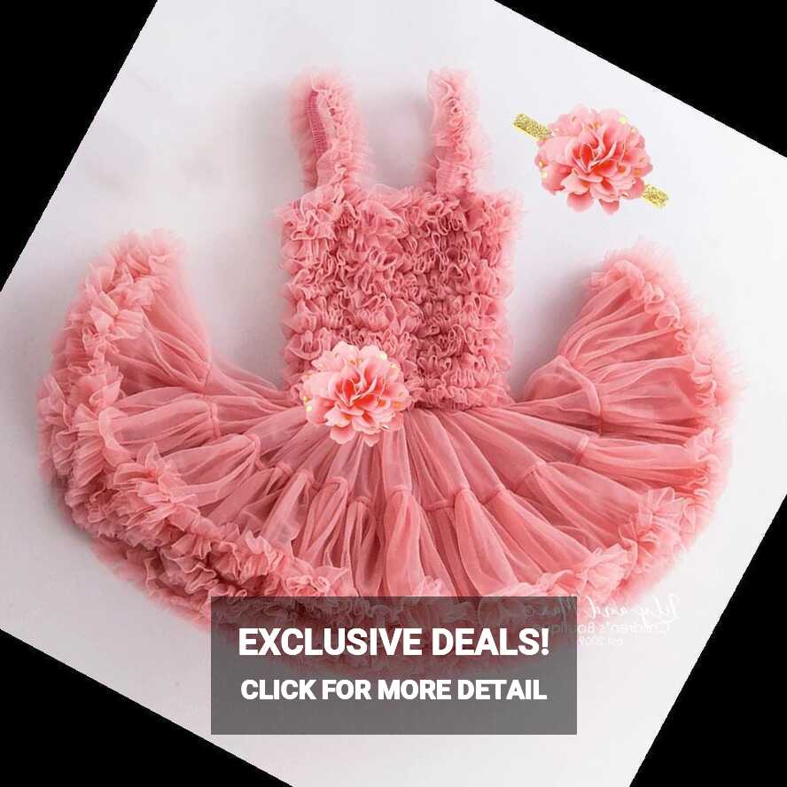 1st Birthday Baby Girls Fluffy Dress, CORAL Gold Birthday Tutu ...