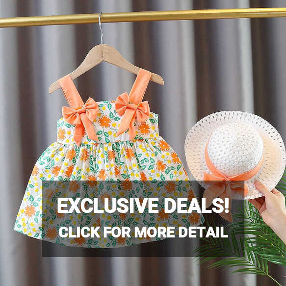 2 Pieces Summer Dress Newborn Baby Girl Princess Dress+Hat