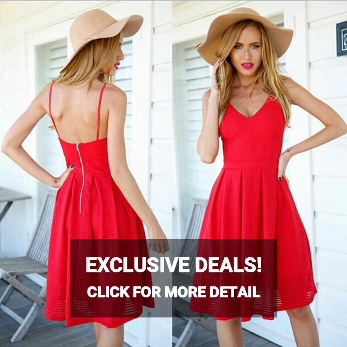 2015 Summer Style Women Casual Short Red Dress Sexy Spaghetti ...