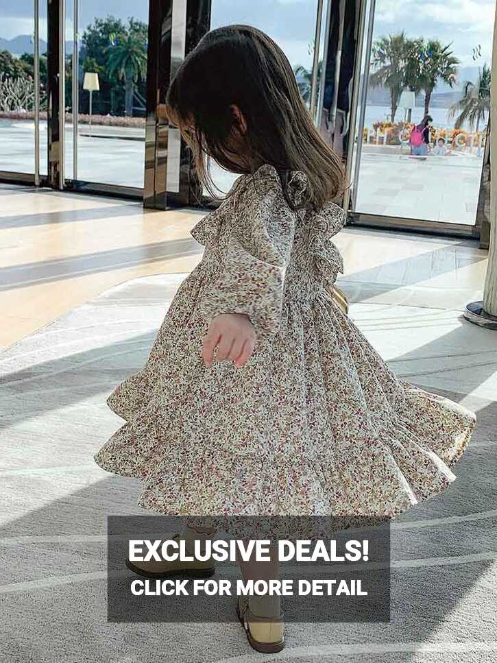 2021 Spring New Arrival Girls Long Sleeve Floral Dress Kids Korean ...