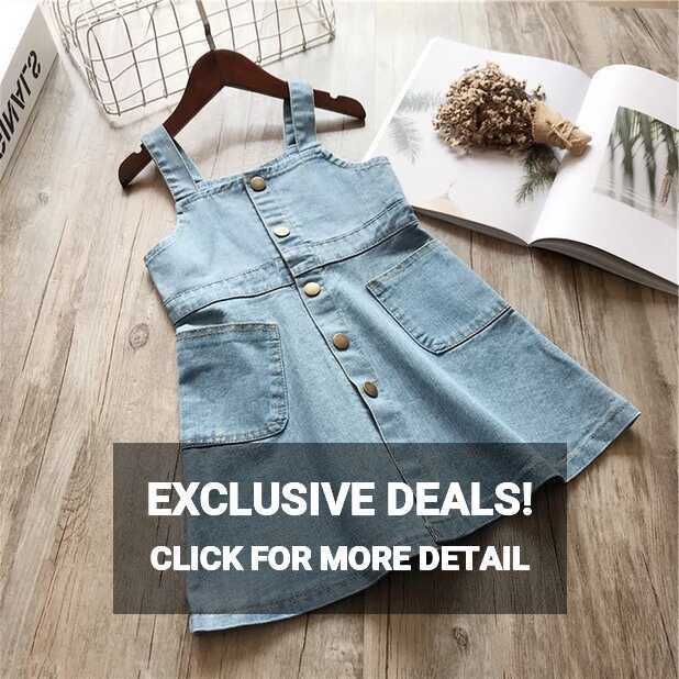 2022 New Summer Item Girl One Piece Jeans DRESS Suspender Denim Dress