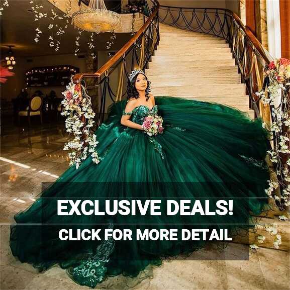 2022 Puff Ball Gown Quinceanera Dresses Green Formal Lace Up ...