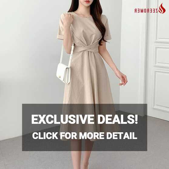 2022 Summer New Korean Simple Chic Waisted Slim Solid Midi Dress ...