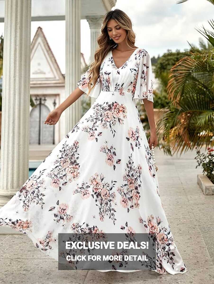 2022 Summer Women&#39;s White Dress Floral Backless A-line Dress ...