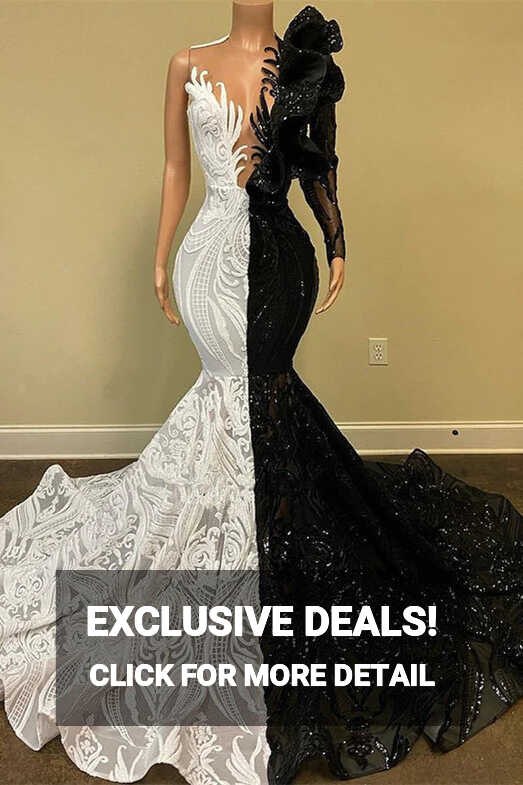 2023 Black Sequin Trumpet Mermaid Long Sleeve Prom Dress – Sassymyprom