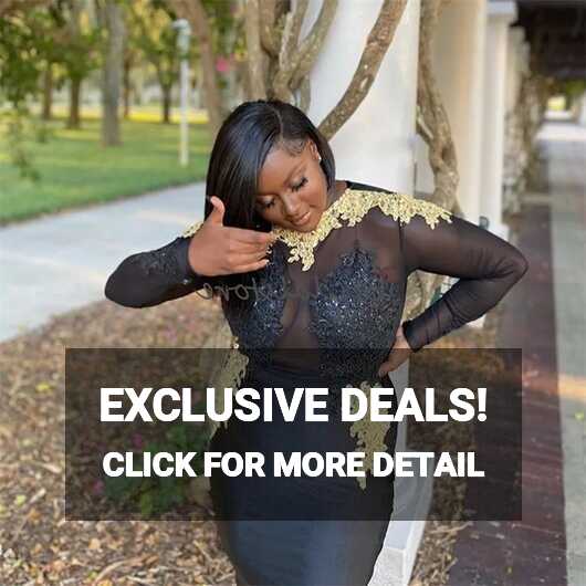 2023 Elegant Black Plus Size African Plus Size Prom With Gold Lae ...