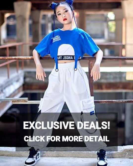 2023 Hip Hop Girls Dance Clothes Summer Blue Short Sleeves Suit ...