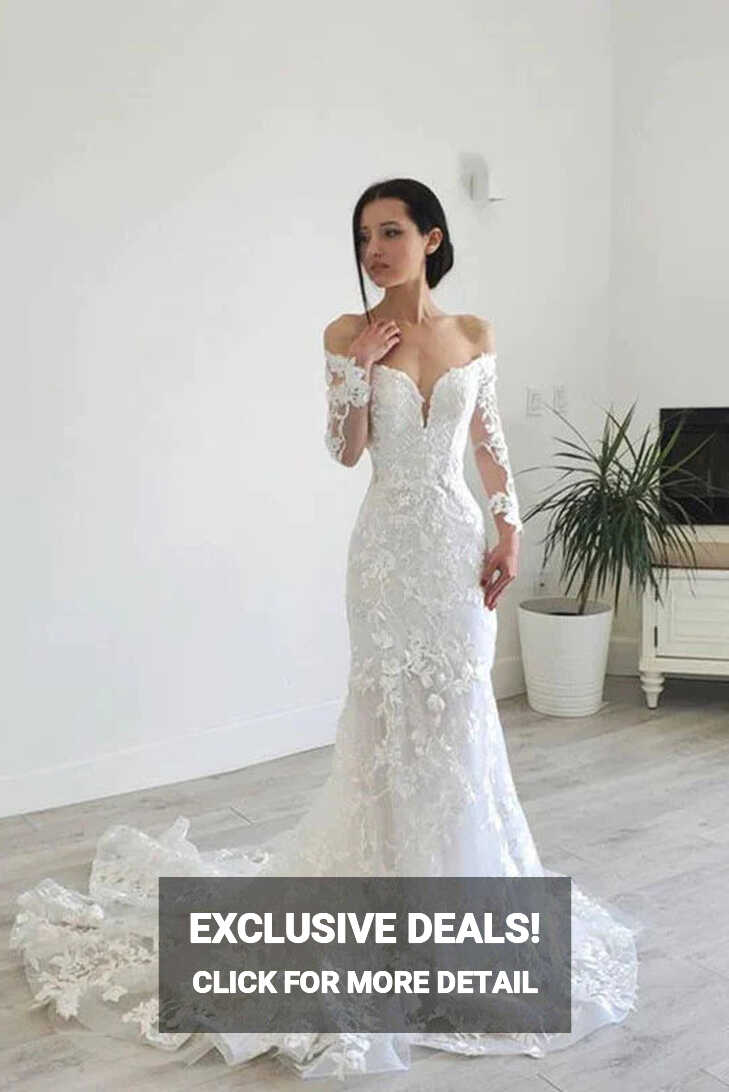 2023 Long Sleeves Elegant Lace Mermaid Wedding Dress – Sassymyprom