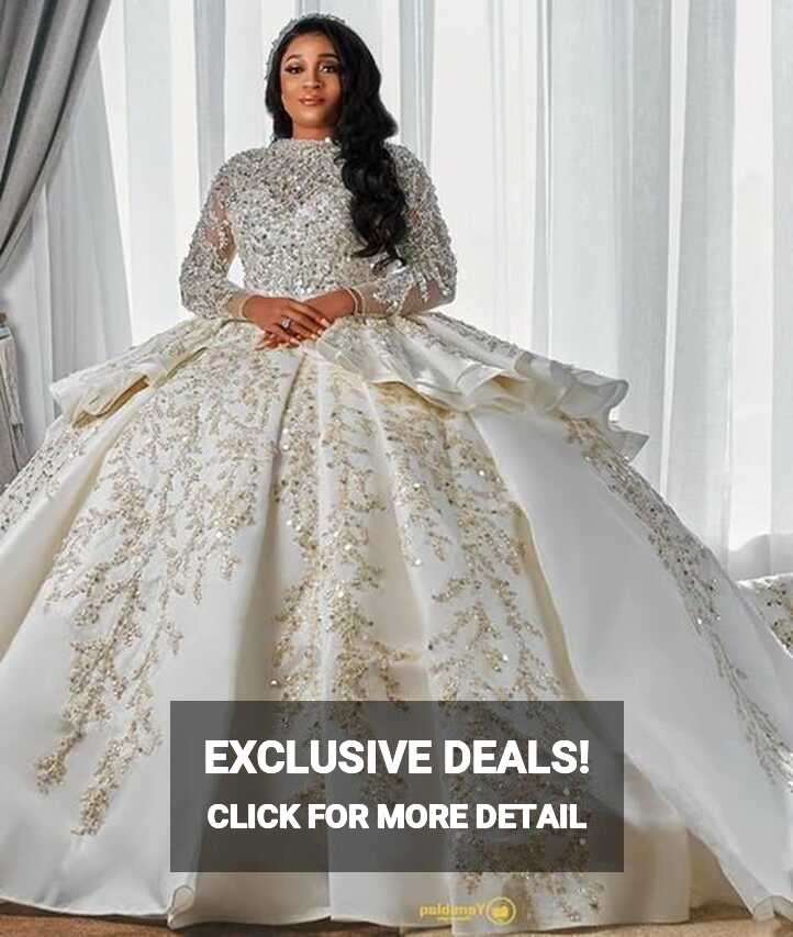 2023 Luxurious Arabic Style A Line Wedding Gowns Long Sleeves Plus ...