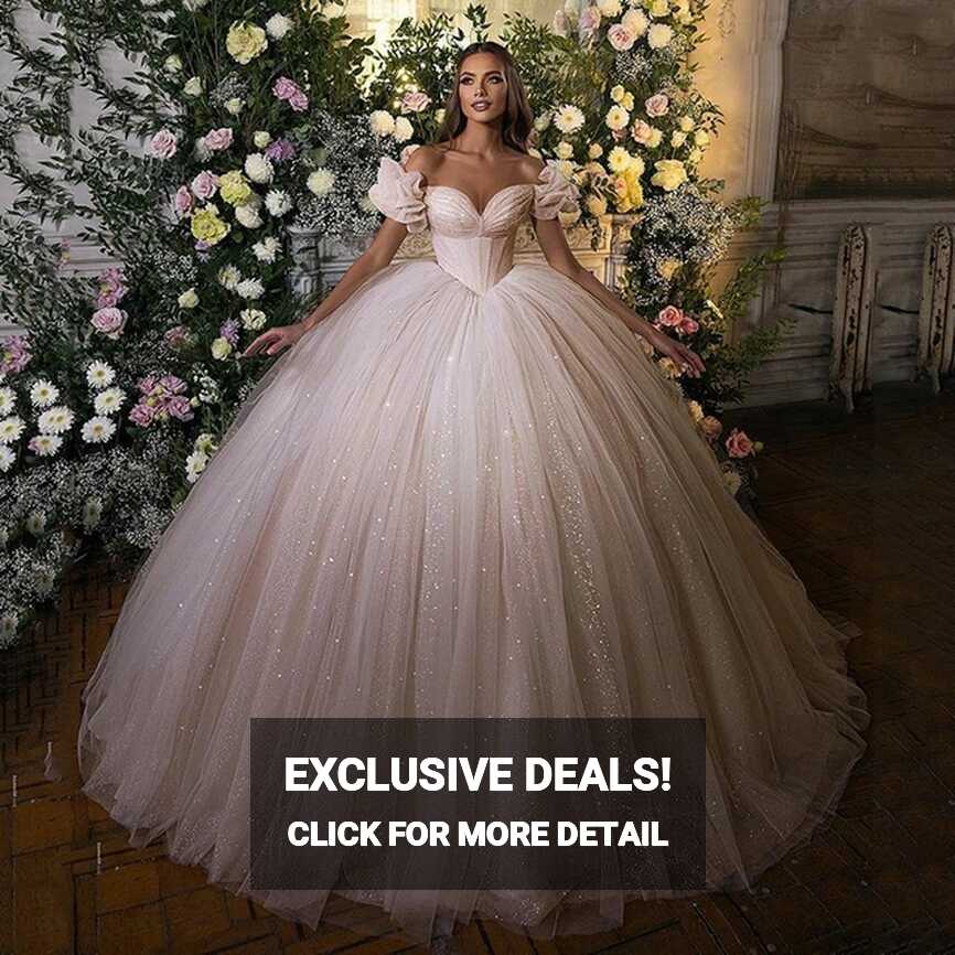 2023 New In Cinderella Wedding Dresses Sparkly Off The Shoulder ...