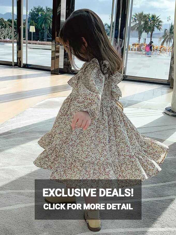 2023 Spring New Arrival Girls Long Sleeve Floral Dress Kids Korean ...