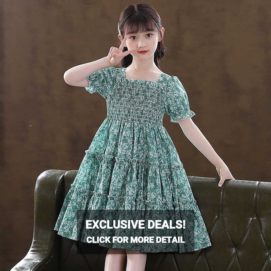 2023 Spring New Arrival Girls Short Sleeve Floral Dress Kids ...