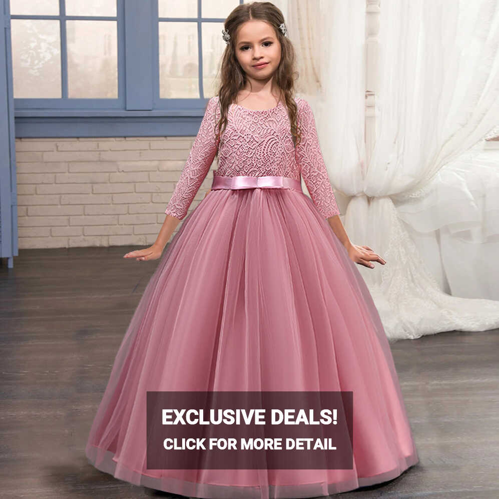 2023 Summer Long Sleeve Bridesmaid Kids Dresses For Girls Elegant ...