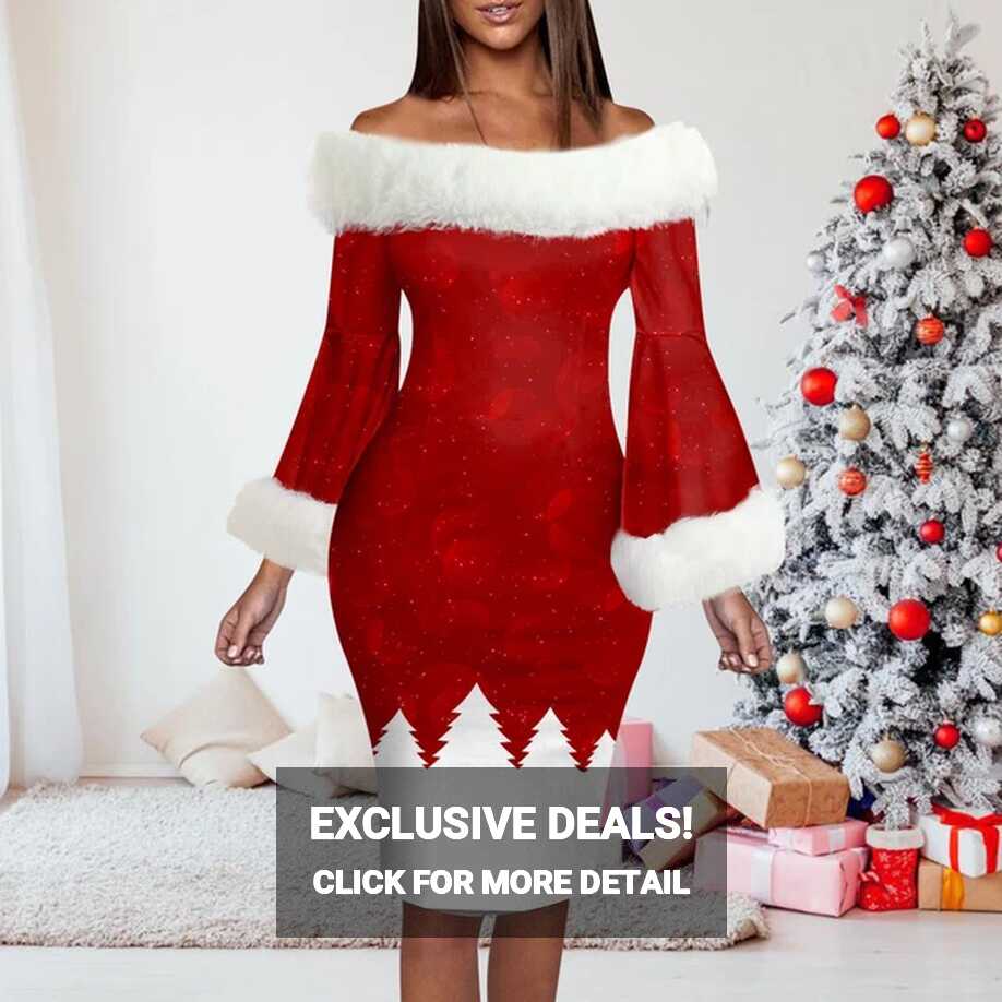 2023 Winter Christmas Party Dresses Xmas Lady Santa Claus Cosplay ...