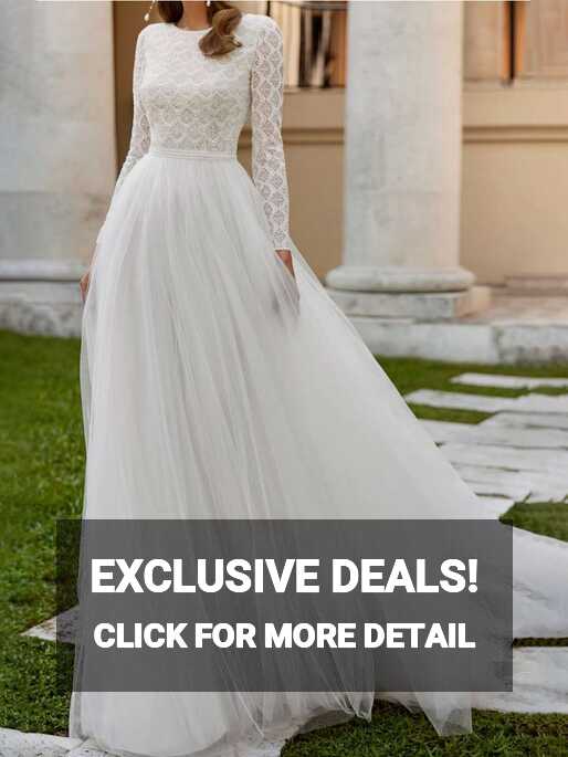 2024 A-line Winter Wedding Dresses With Lace Long Sleeves ...