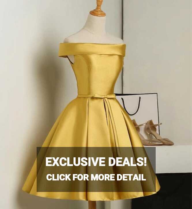 2024 Bridesmaid Dresses Short Satin Off The Shoulder Gold Cute ...