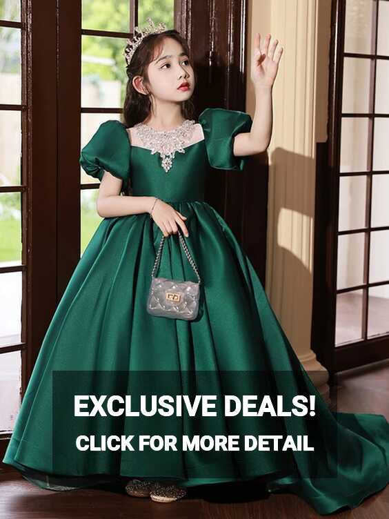 2024 Dark Green Party Dress for Teenager Girls Kids Luxury ...