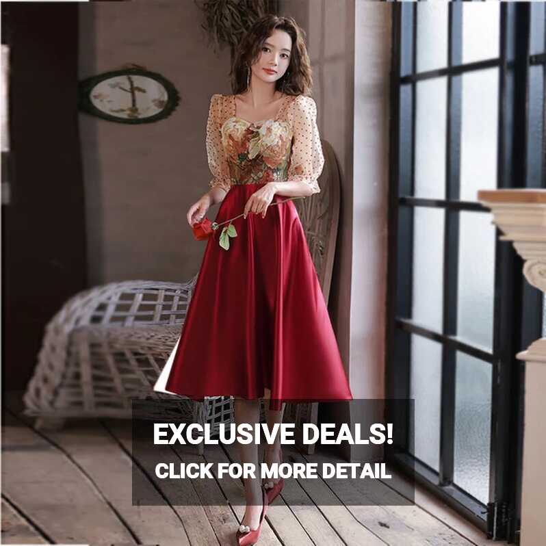 2024 French Elegant Midi Dresses Korean Fashion Evening Party ...