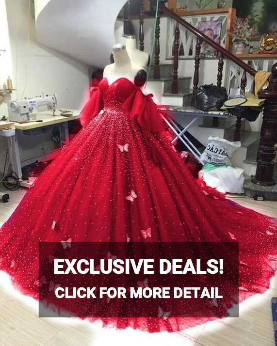 2024 Princess Red Quinceanera Dresses Off the Shoulder Sweetheart ...