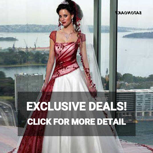 2024 Red and White Wedding Dresses Plus Size Ball Gowns Short ...