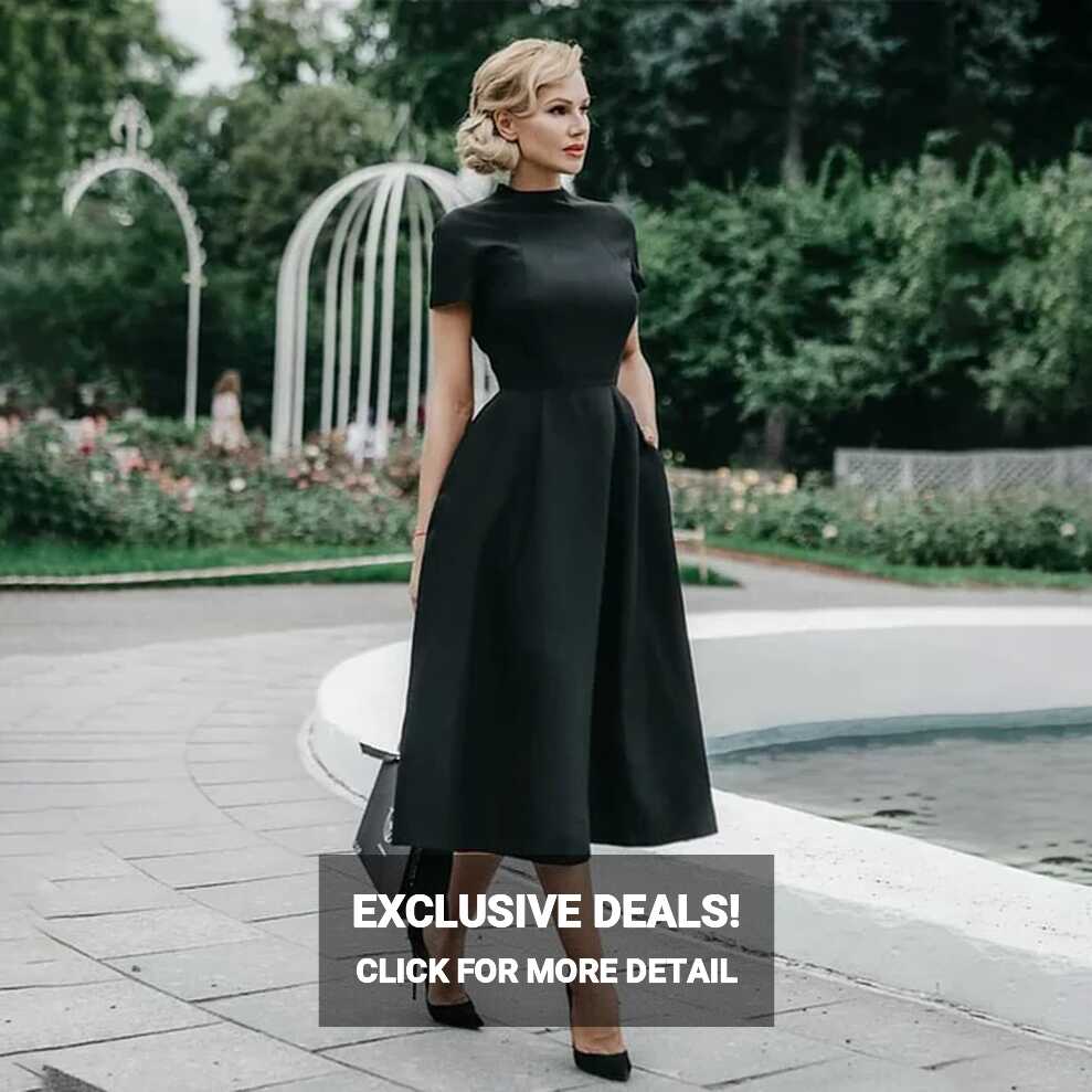 2024 Spring Evening Women&#39;s Dress Black Satin A-line Pocket ...