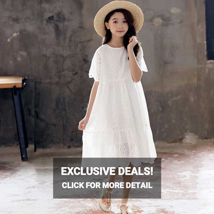 2024 Summer hollow Dresses White kid baby party mesh princess ...