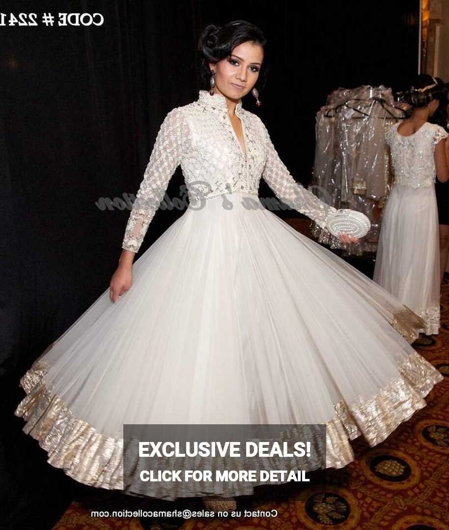 2241 Off white anarkali gown – Shama&#39;s Collection