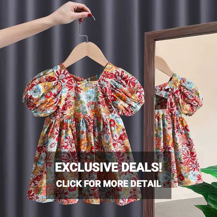 25 Styles Floral Printed Cotton Chic Princess Dress 1-5 Years Old ...