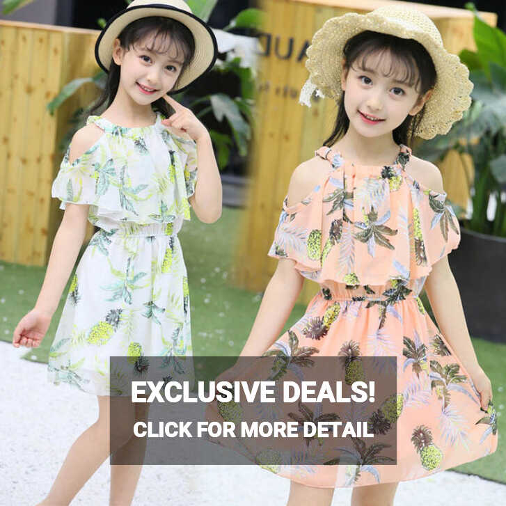 3-14 Years Clothes For Girls Summer Fashion Chiffon Floral Print ...