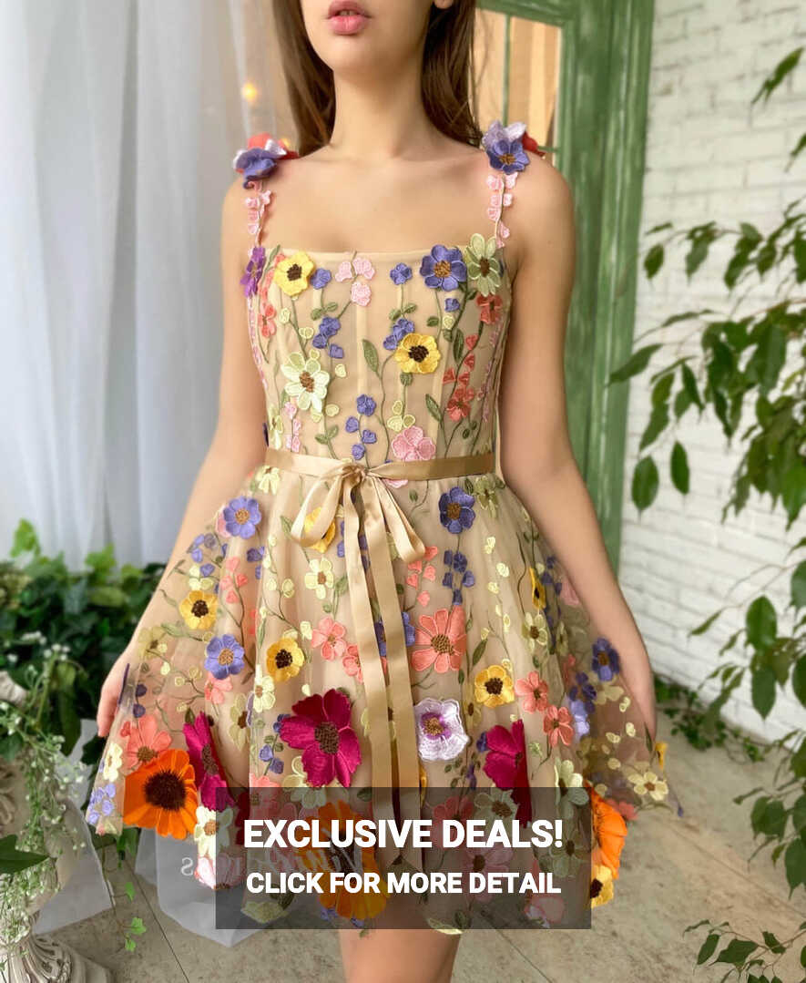 3D Flower Cocktail Dress A-line Short Floral Prom Dress FD2900B ...