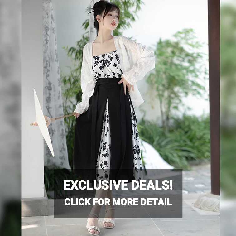 3pcs/1set Modern Vintage Chinese Dress Hanfu Print Casual Chinese ...