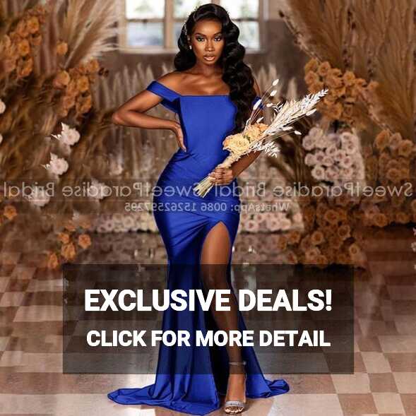 59.59US $ 22% OFF|Thigh High Split Royal Blue Bridesmaid Dresses ...