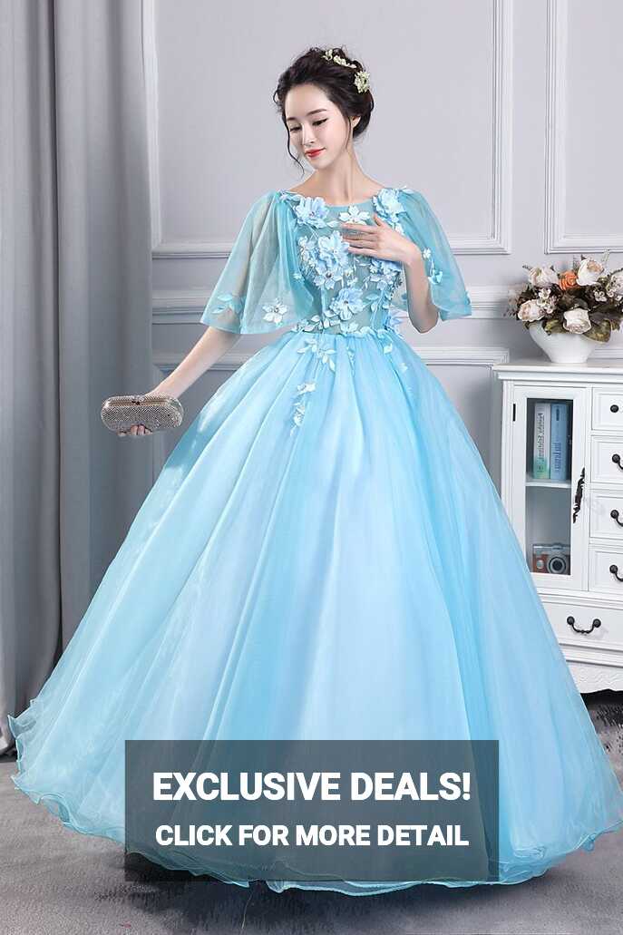 89.88US $ |Light Blue Buttfly Sleeve Long Medieval Dress ...