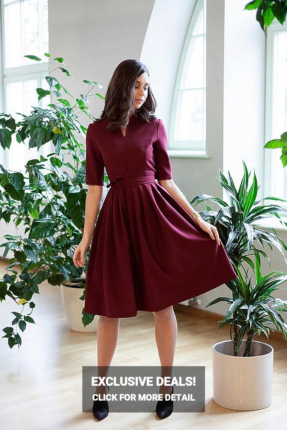 A Line Dress, Women Midi Dress, Pleated Dress, Casual Dress ...