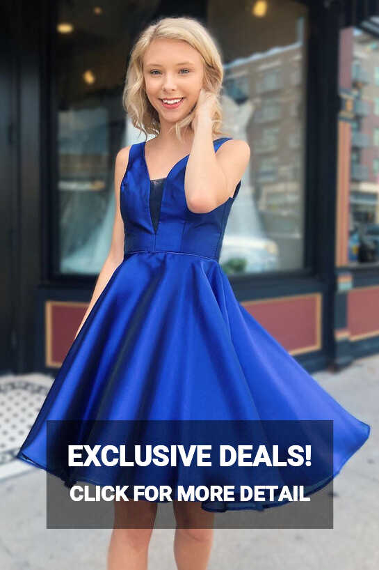 A Line Fitted Royal Blue Short Homecoming Dress – Dreamdressy