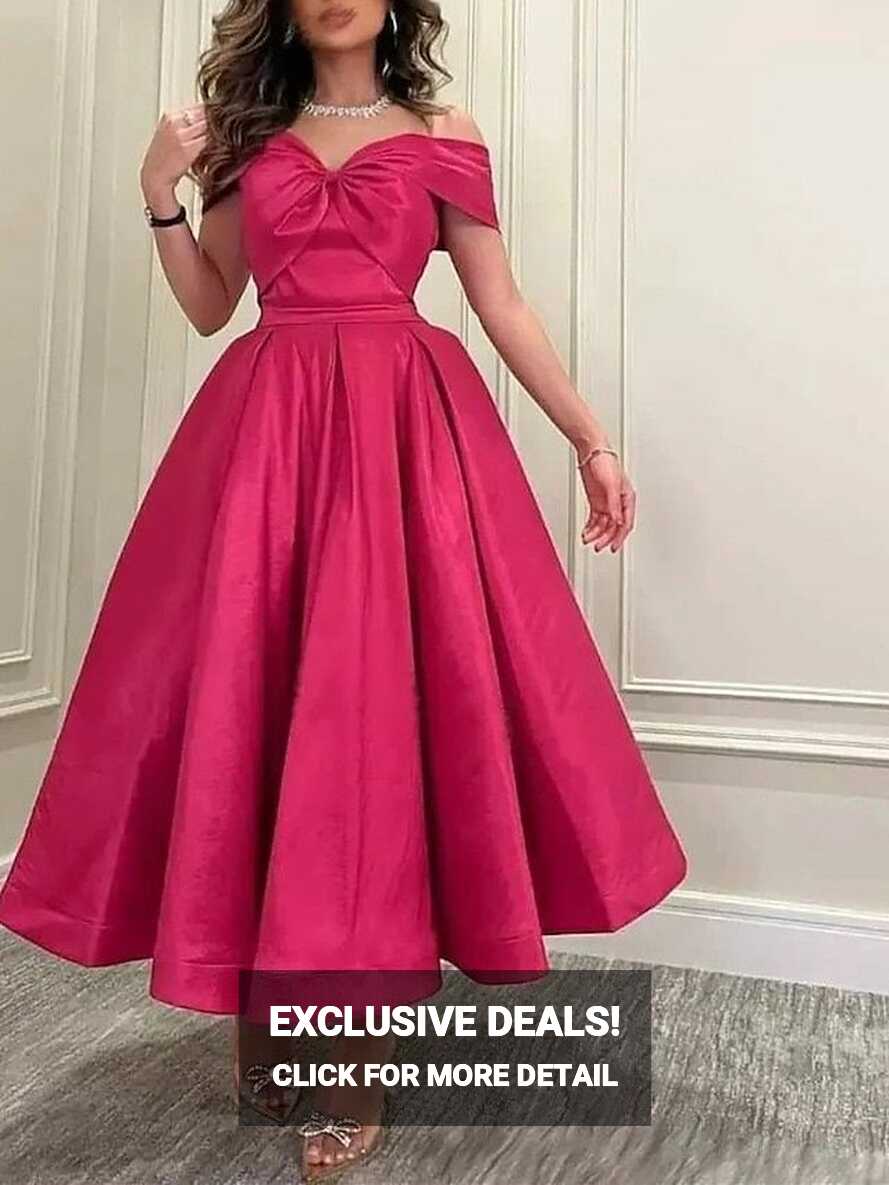 A-Line Prom Dress Elegant Wedding Guest Dress Summer Ankle Length ...