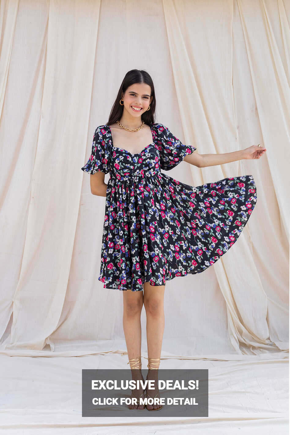 A-Line Short Dress - Buy Black Satin Polyester Floral Dress Online