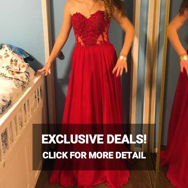 A beautiful red prom dress! The top is a corset... - Depop