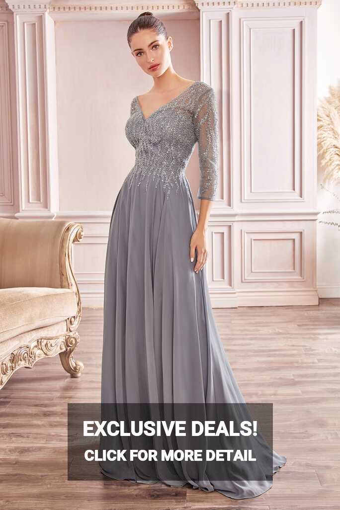 A-line Classy Long Sleeves Chiffon Evening Dress La Divine CD0171 ...