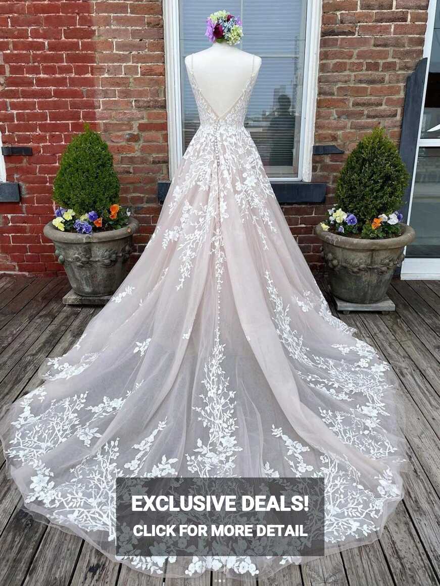 A-line Lace Cathedral Train Wedding Dress